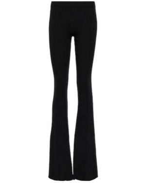 Versace Ribbed-Knit Wool-Blend Flared Pants - Black
