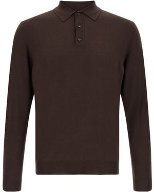 Zanone Long Sleeve Polo Shirt - Brown
