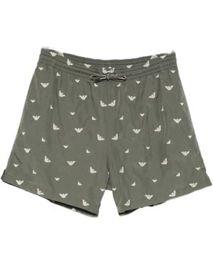 Emporio Armani Elastic Waist Swim Trunks - Grey