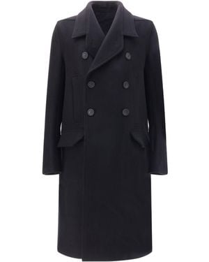 Rick Owens Double-Breasted Officer Long Coat - Blue