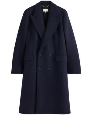 Maison Margiela Double-Breasted Straight Hem Coat - Blue
