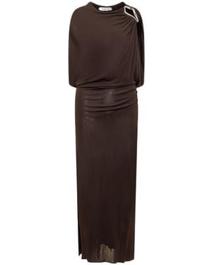Lanvin Cut-Out Detailed Crewneck Dress - Brown