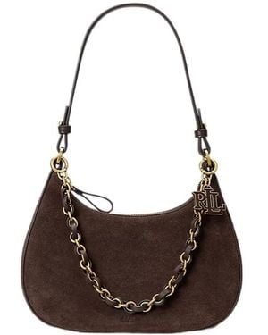 Ralph Lauren Suede Medium Marcy Zip Shoulder Bag - Brown