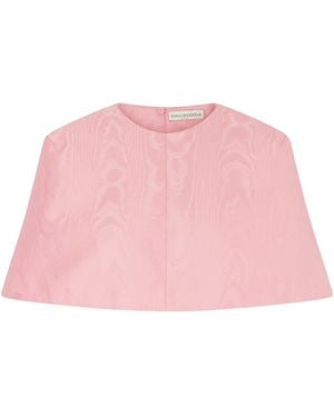 Emilia Wickstead Cropped Cape Jacket, Jacquard Fabric - Pink