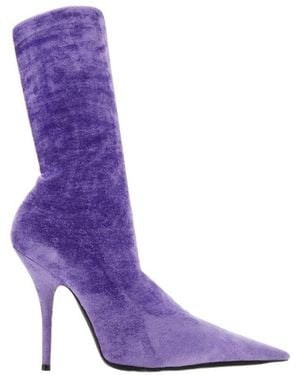 Balenciaga Knife Heeled Ankle Boots - Purple