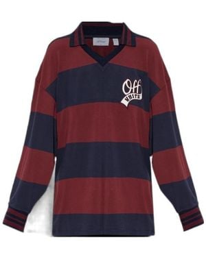 Off-White c/o Virgil Abloh Striped Interlock L/S Polo - Red