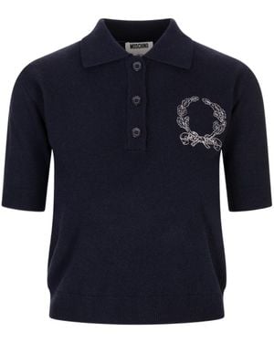 Moschino Logo Embroidered Jumper - Blue