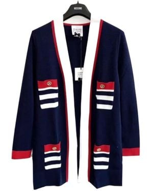 Edward Achour Paris Long-Sleeved Knitted Cardigan - Blue