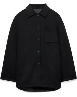Prada Reversible Double Cashwool And Re-Nylon Caban Jacket - Black
