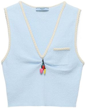 Prada Cotton Bouclé Crop Top - Blue