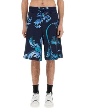 Versace Jeans Couture Couture Baroque Print Shorts - Blue