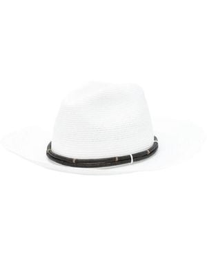 Brunello Cucinelli Embellished Wide-Brim Fedora - White