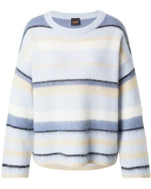 BOSS C_Fosset Striped Round-Neck Jumper - Blue