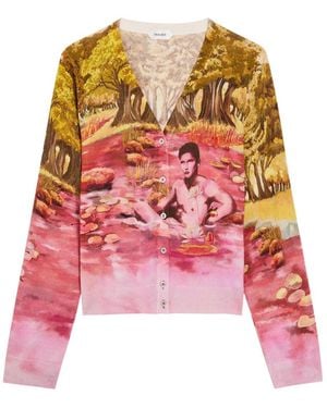 Versace Printed Silk Cardigan - Pink