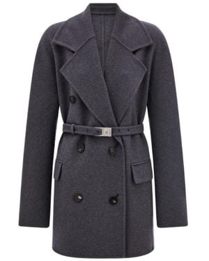 Ferragamo Ferragamo Double Breasted Belted Long Jacket - Blue