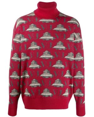 Undercover Limited Edition High-Necked Wool Pullover - Red
