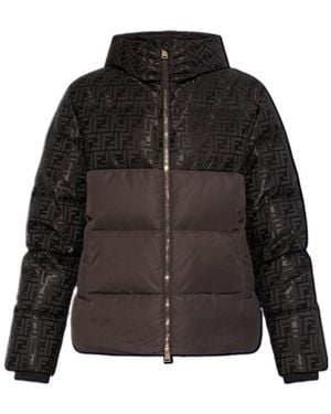 Fendi Monogram Hooded Down Jacket - Black
