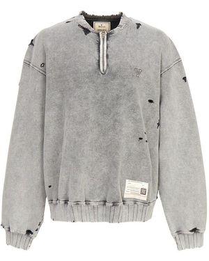 Maison Mihara Yasuhiro Bleached Half Zip Pullover - Grey