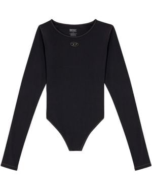 DIESEL Logo Detailed Long Sleeved Bodysuit - Black