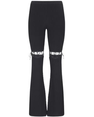 Nensi Dojaka Mid-Rise Lace-Up Ribbed Trousers - Black
