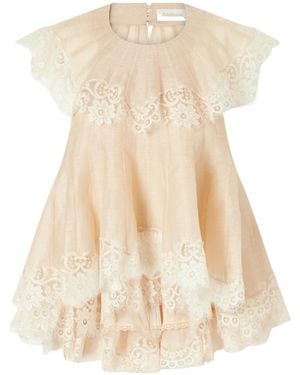 Zimmermann Lace-Trimmed Linen And Silk-Blend Fluttered Blouse - Natural