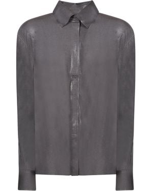 Norma Kamali Metallic Detailed Long-Sleeve Shirt - Grey