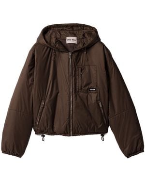 Miu Miu Long-Sleeved Cotton-Padded Jacket - Brown