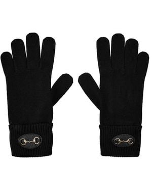 Gucci Solid Colour Knitted Gloves - Black