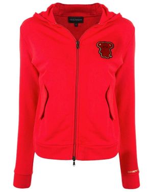 Emporio Armani Logo Hooded Casual Coat - Red
