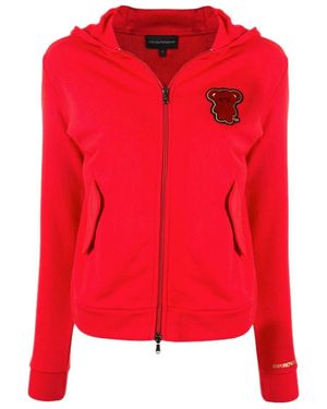 Emporio Armani Logo Hooded Casual Coat - Red