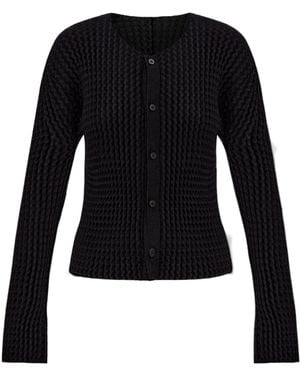 Issey Miyake Pleated Cardigan - Black