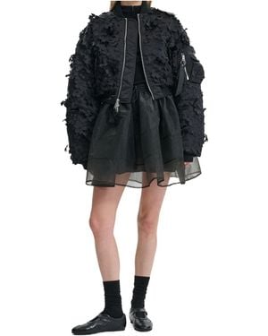 Cecilie Bahnsen X Alpha Cb Ma-1 Floral-Appliqué Bomber Jacket - Black