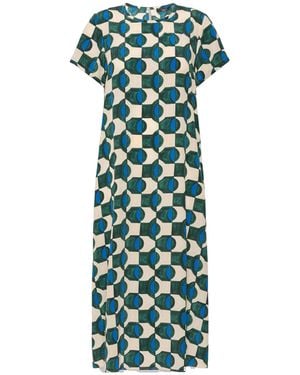 Weekend by Maxmara Printed Silk T-Shirt Dress - Green
