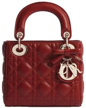 Dior Mini Lady Bag With Chain - Red