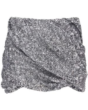 The Attico The All-Over Sequinned Mini Skirt - Grey