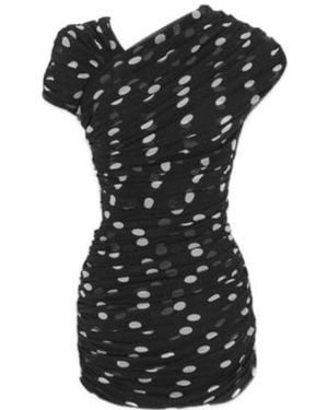 Saint Laurent Silk Asymmetric Mini Dress - Black
