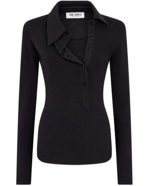 The Attico The Long-Sleeved Ribbed Top - Black