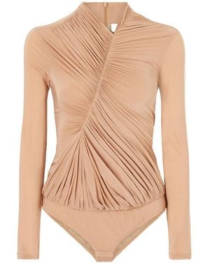 Stella McCartney Draped Crepe-Jersey Bodysuit - White