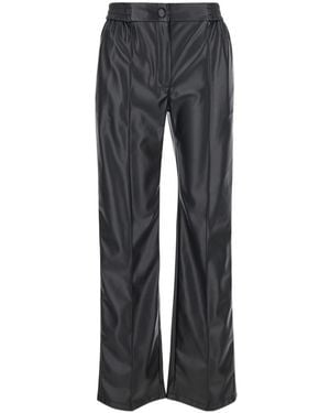 Twinset Oval-T Plaque Faux-Leather Pants - Gray
