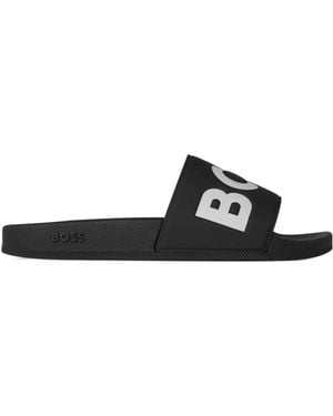 BOSS Boss Comfy Slider Sandals With Logo Detail (Aryeh) - Black
