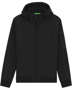 BOSS Hooded Softshell Zip-Up Jacket - Black