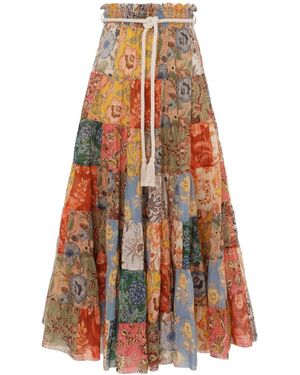 Zimmermann Laminated Mid-Length Skirt - Orange