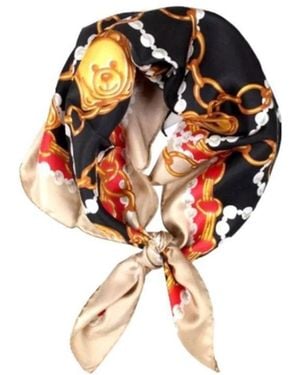 Moschino Teddy Bear Chain Printed Silk Scarf - Red