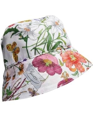 Gucci Printed Silk Twill Bucket Hat - White