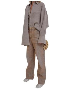DARKPARK Lisa Chain Adorned Loose Fit Carpenter Flock Jeans - Natural