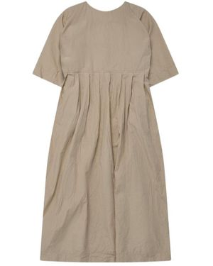 Daniela Gregis Pleated Crinkled-Finish Midi Dress - Natural