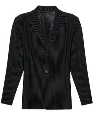 Homme Plissé Issey Miyake Plissé-Effect Notched-Lapel Jacket - Blue
