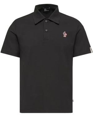 Moncler Grenoble Logo-Patch Short-Sleeved Polo Shirt - Black