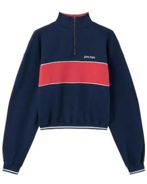 Palm Angels Classic Logo Half-Zip Sweatshirt - Blue