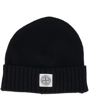 Stone Island ロゴ リブトリムビーニー - Black